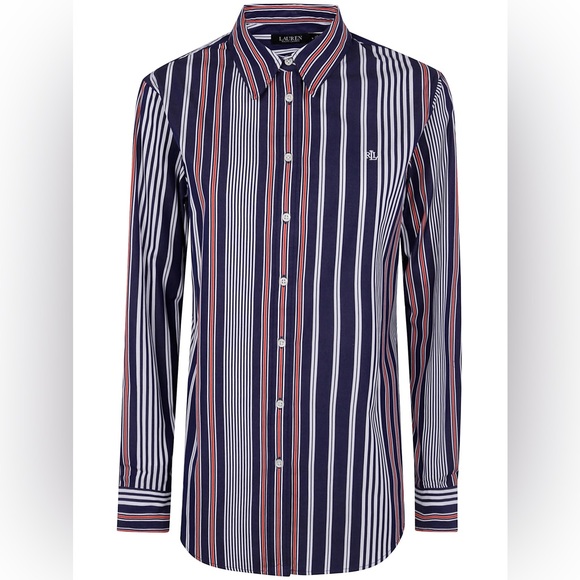 NWT Ralph Lauren Classic-Fit Striped Broadcloth Shirt Sz M - Picture 6 of 13